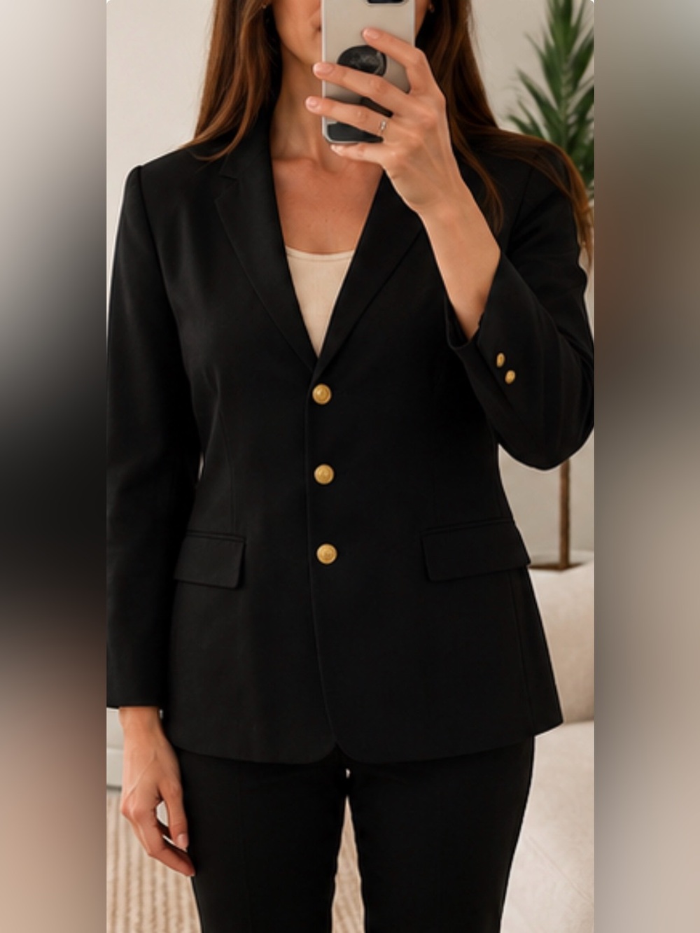 Liz Claiborne Black Blazer with Gold Buttons